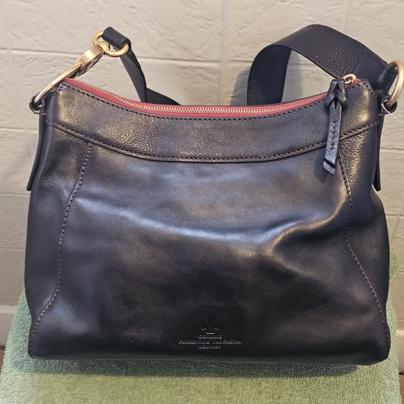 Dooney & Bourke Florentine Black Leather Bag with Unique Shoulder Strap - Picture 9 of 16